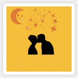 Kisses under the stars and the moon Sticker